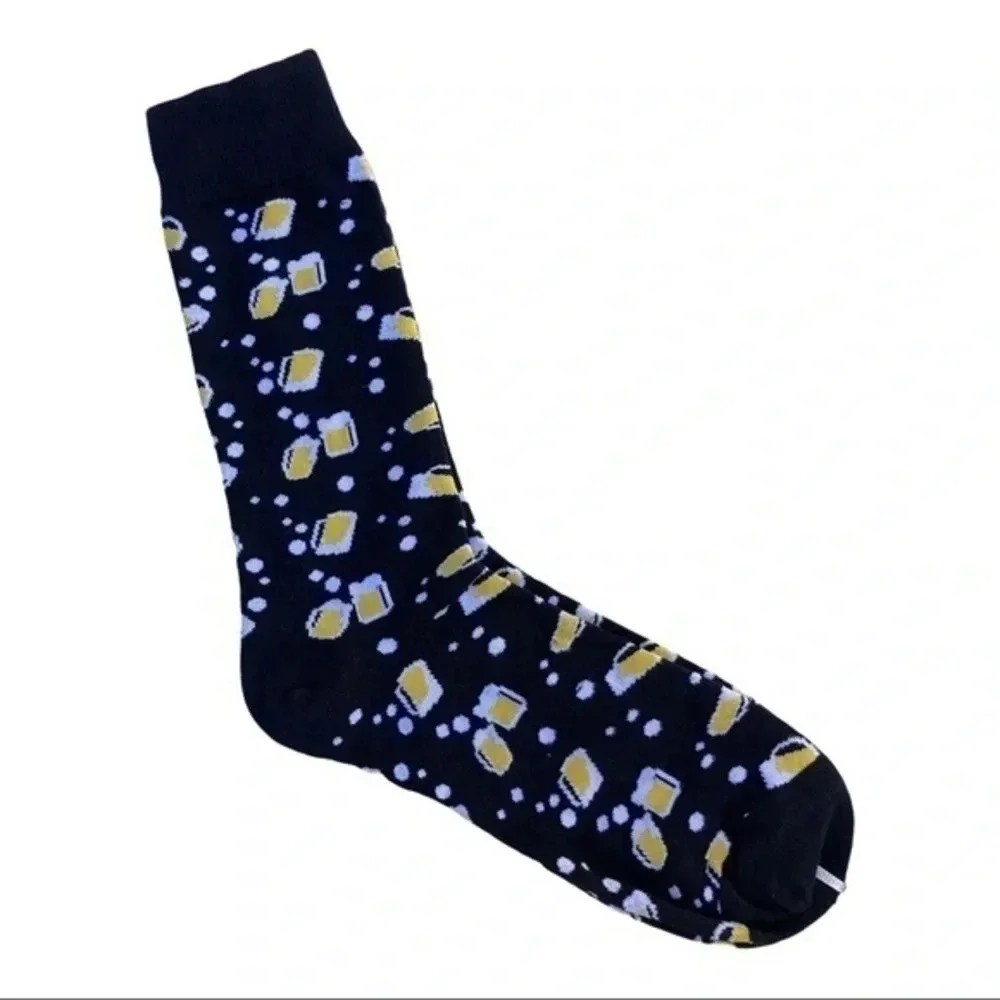 Novelty Beer‎ Socks for Men Beer Mugs on Black Dress Sock NWOT​​